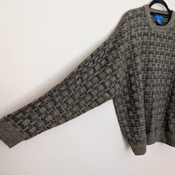 VINTAGE 1980s Towncraft sweater brown and navy blue XXLarge EUC - Picture 3 of 10